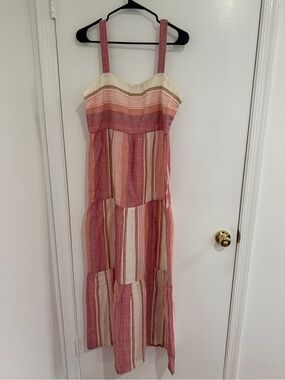 Faherty Maxi Dress Olastripe Women’s Large Coastal Boho Sundress Summer Resort